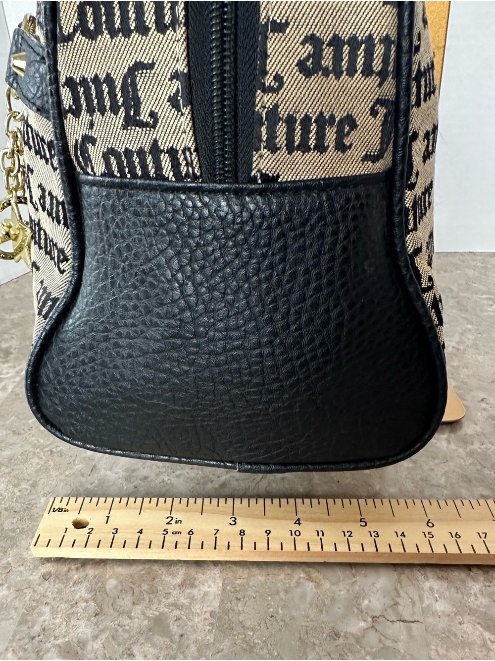 Juicy Couture Sweet Surrender Black Beige Satchel Monogram Dome Goth Hand Bag - Picture 13 of 13